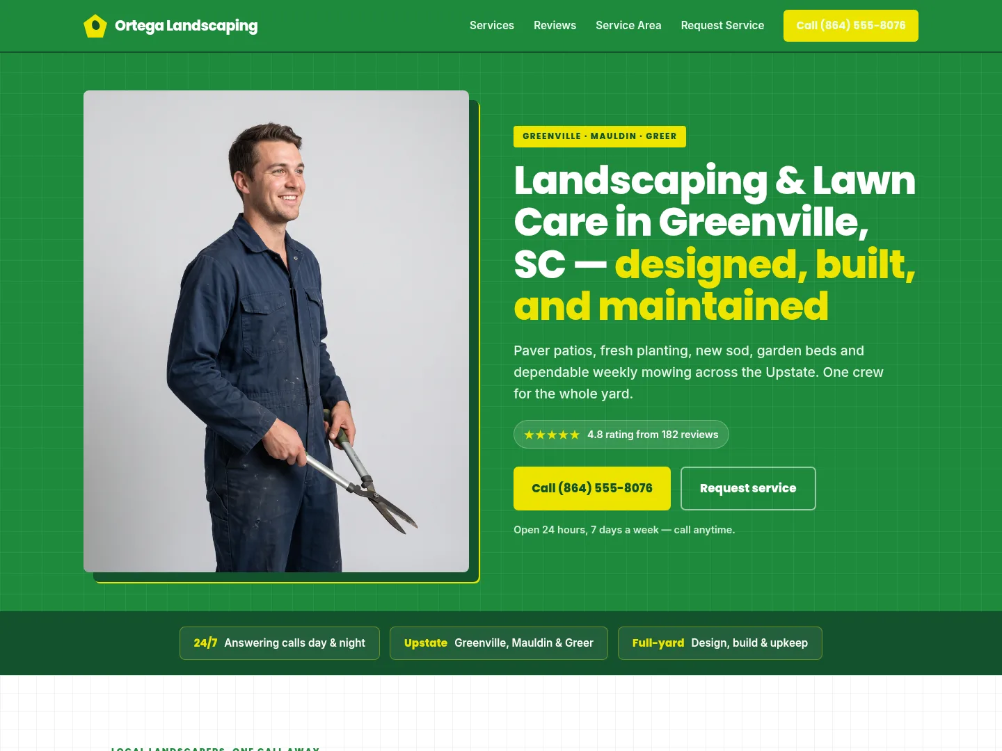 Emerald Green · Modern-clean — example landscaping website homepage