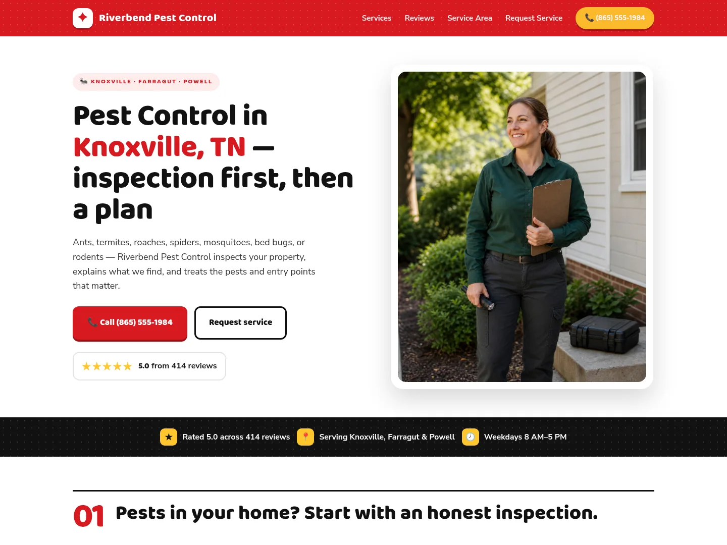 Signal Red · Modern-clean — example pest control website homepage