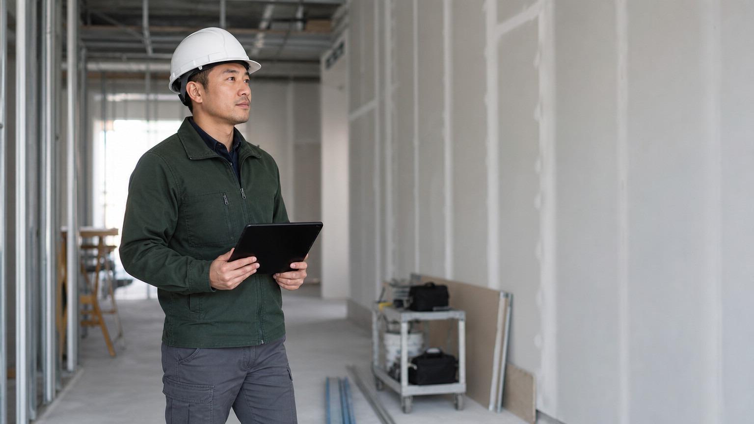 a general contractor at a residential construction project