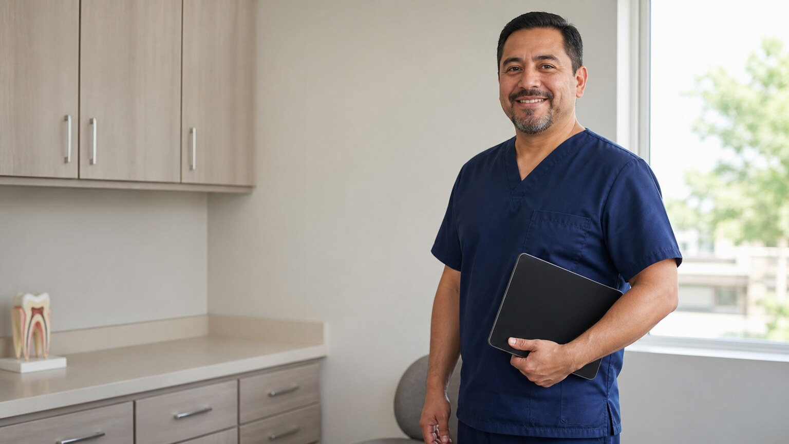 a dentist in a modern dental office