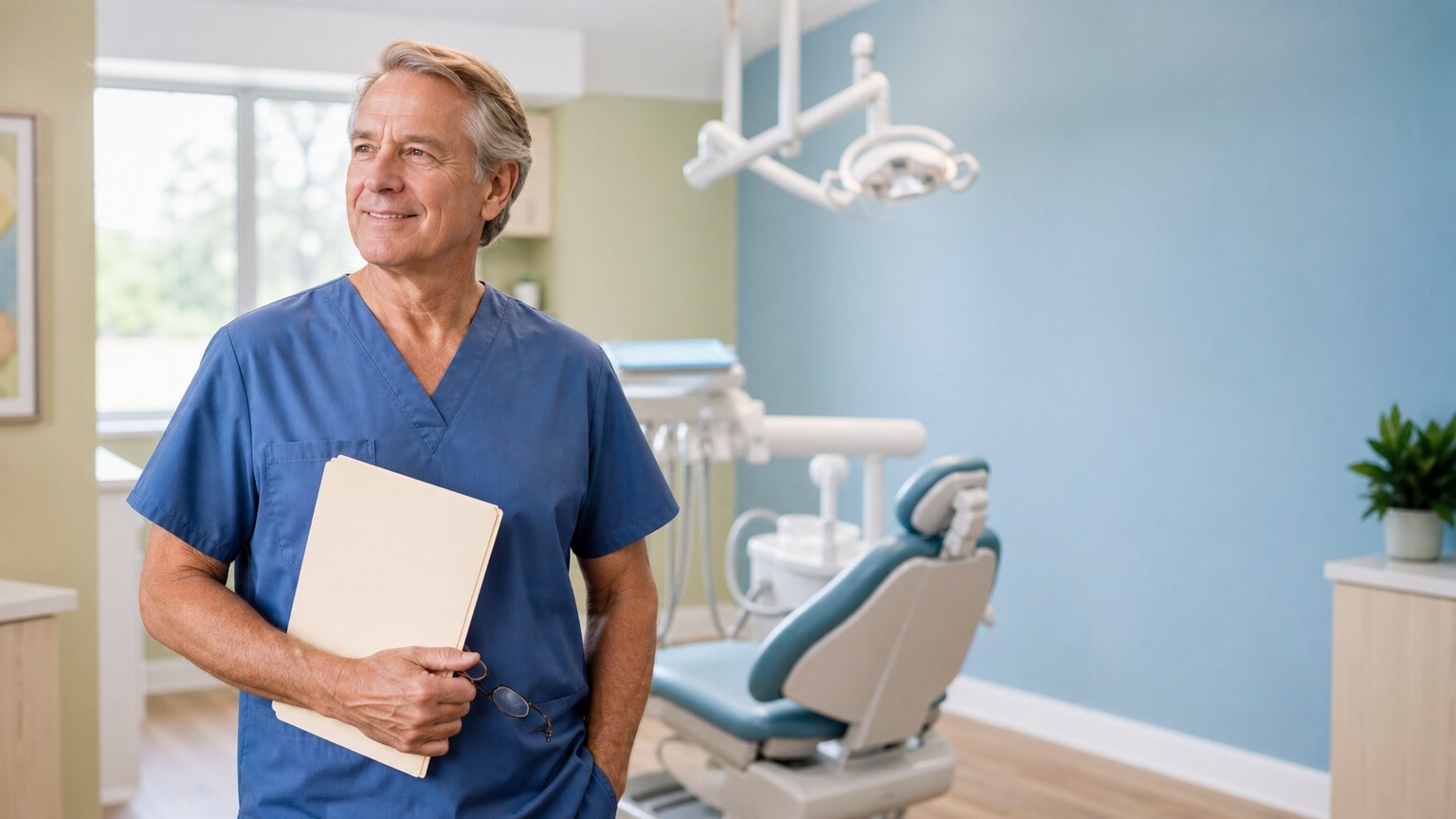 a dentist in a modern dental office