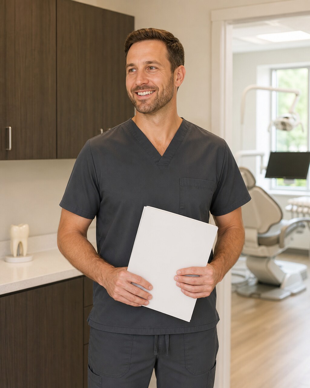 a dentist in a modern dental office