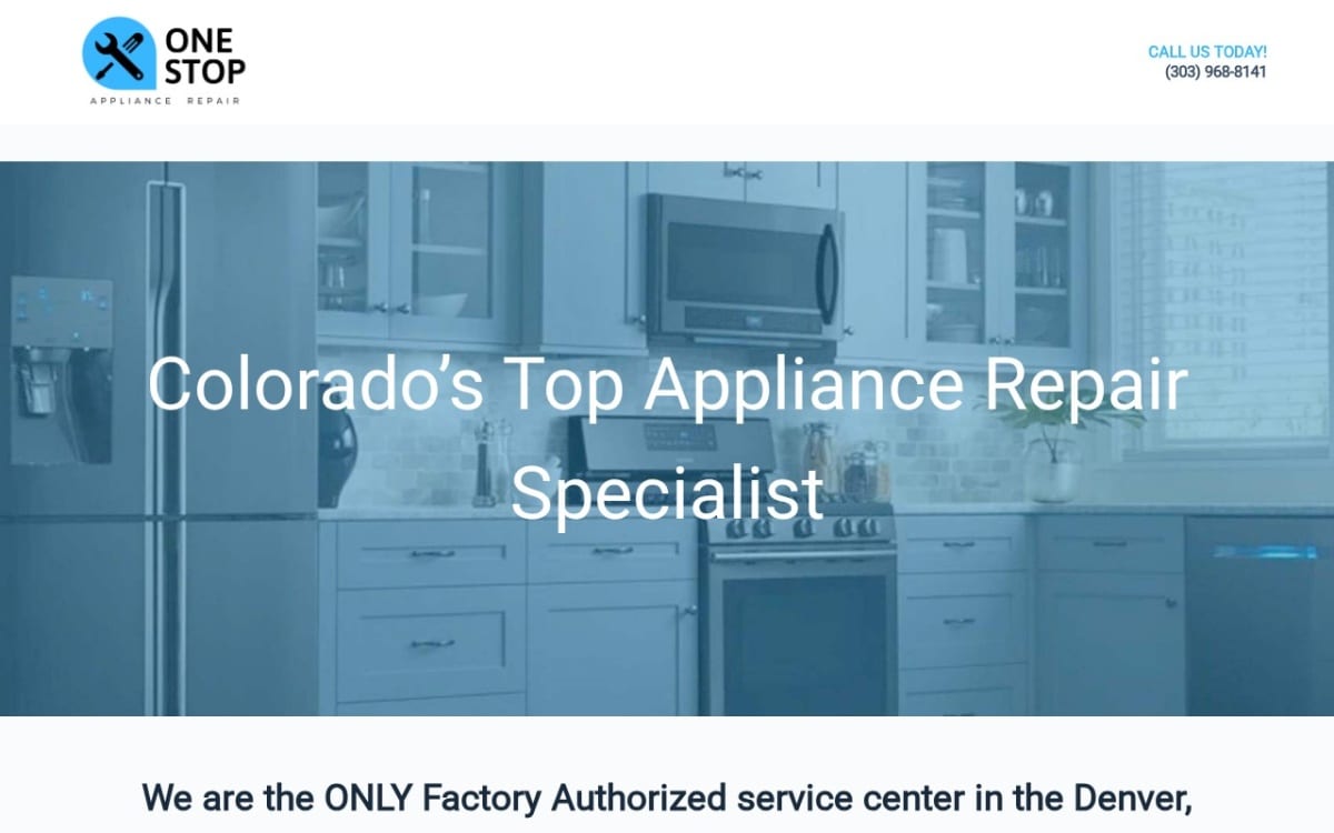 One Stop Appliance Repair appliance repair website homepage