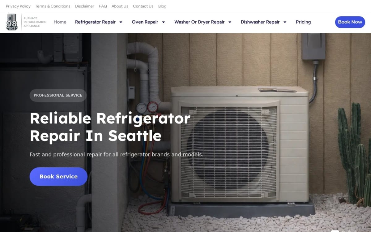 98 Refrigeration Appliance Repair appliance repair website homepage