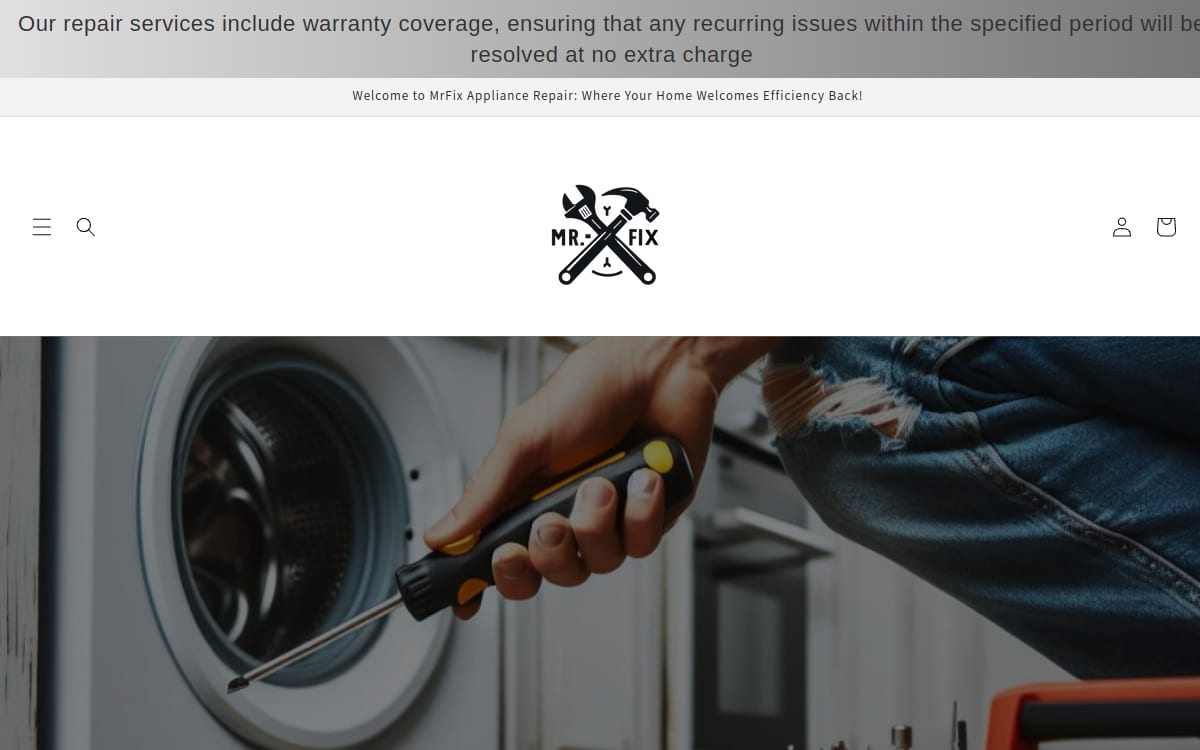 MrFix Appliance Repair appliance repair website homepage