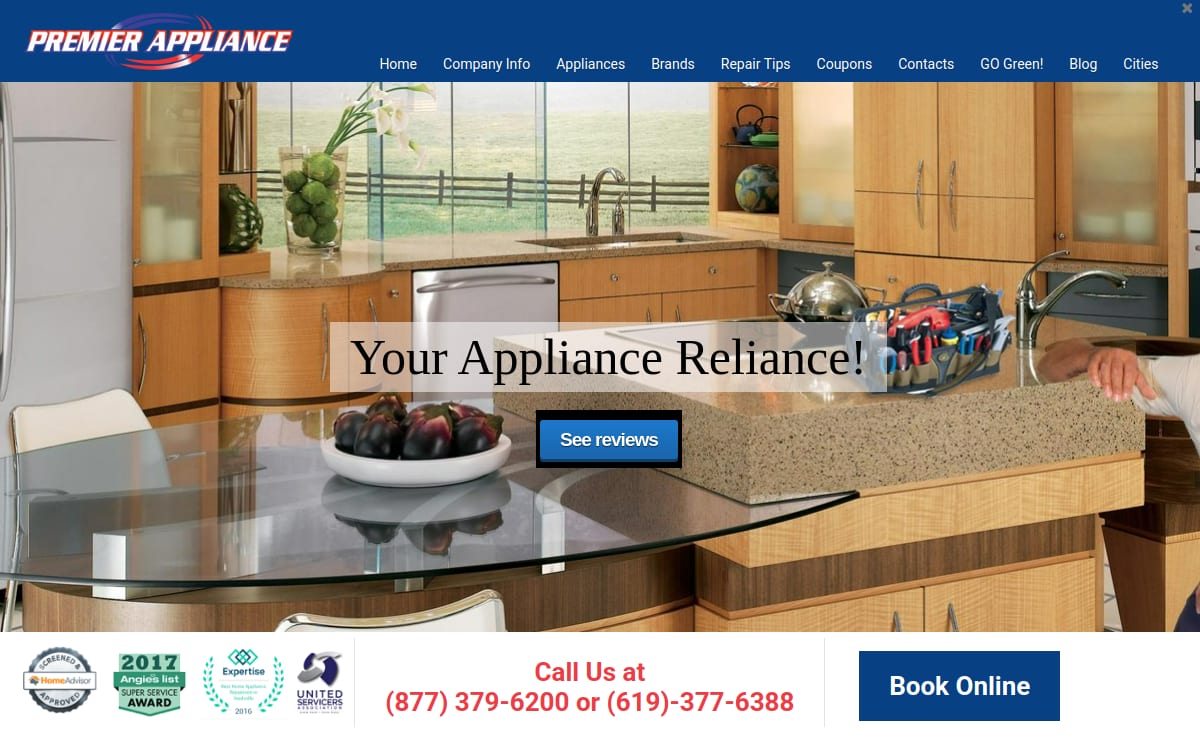 Appliance Repair San Diego Refrigerator appliance repair website homepage