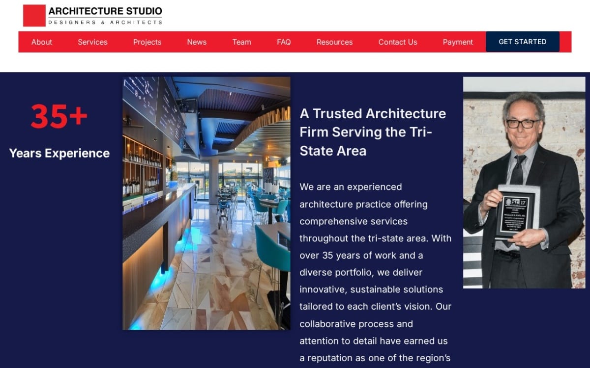 Architecture Studio architect website homepage