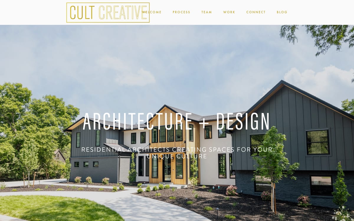 Cult Creative Architecture and Interior Design architect website homepage
