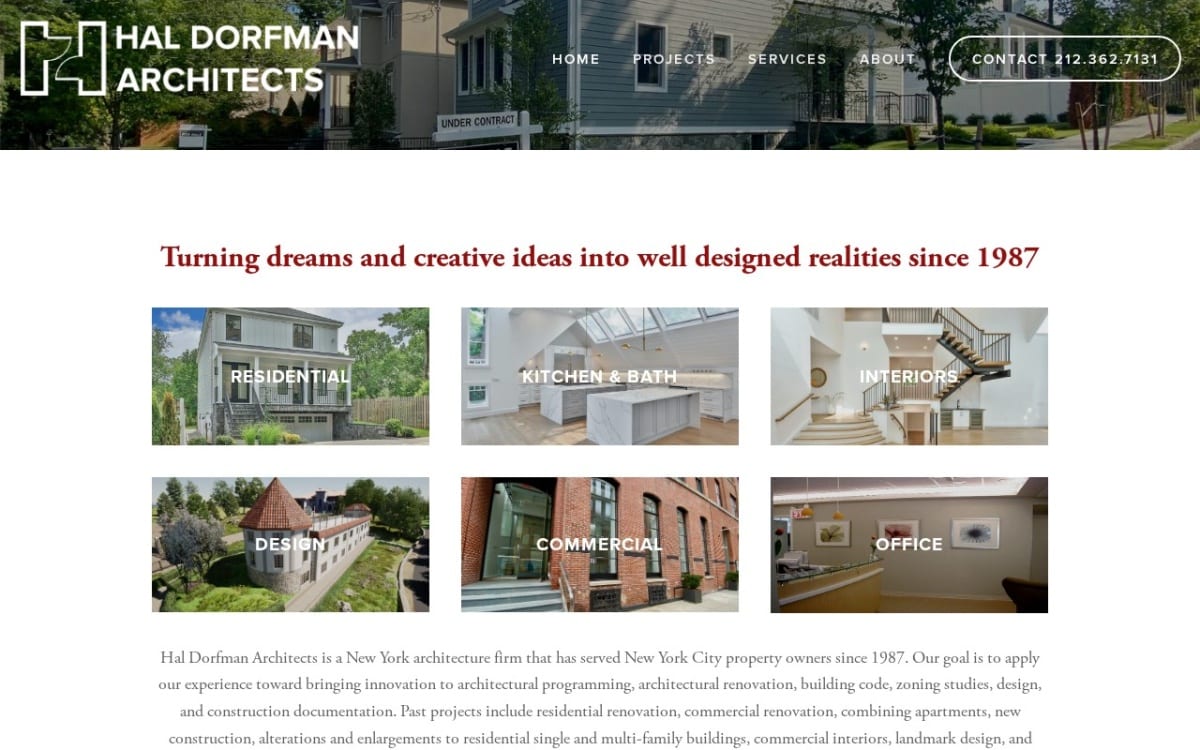 Hal Dorfman Architects architect website homepage