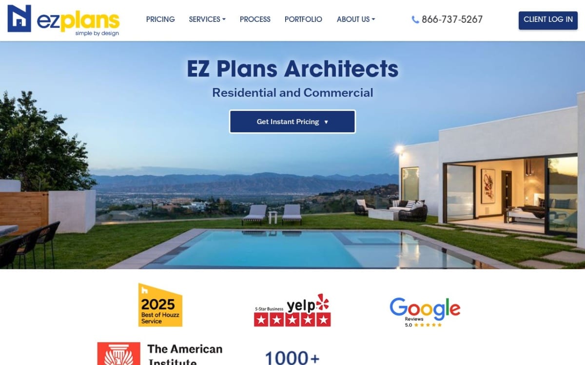 EZ Plans Architects architect website homepage