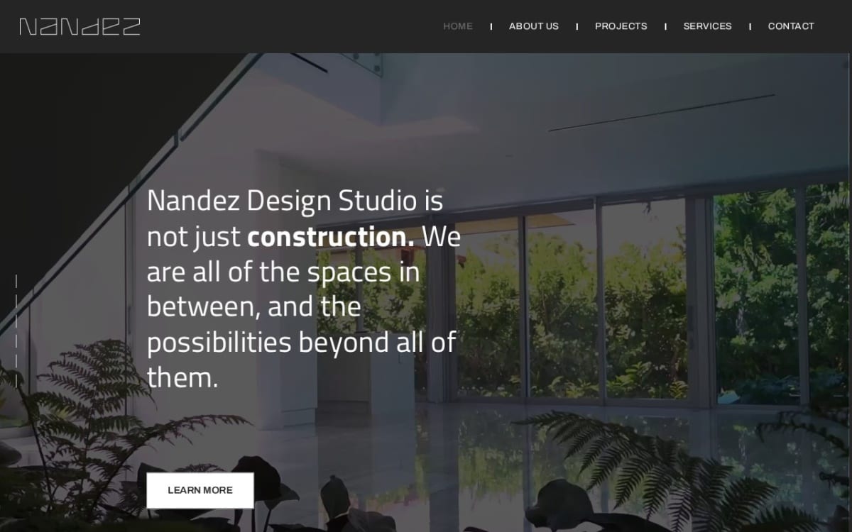 Nandez Design Studio architect website homepage