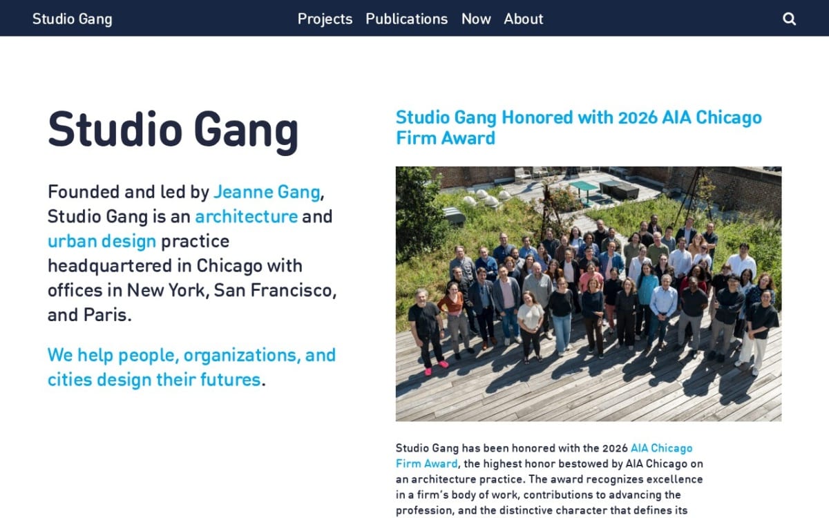 Studio Gang architect website homepage