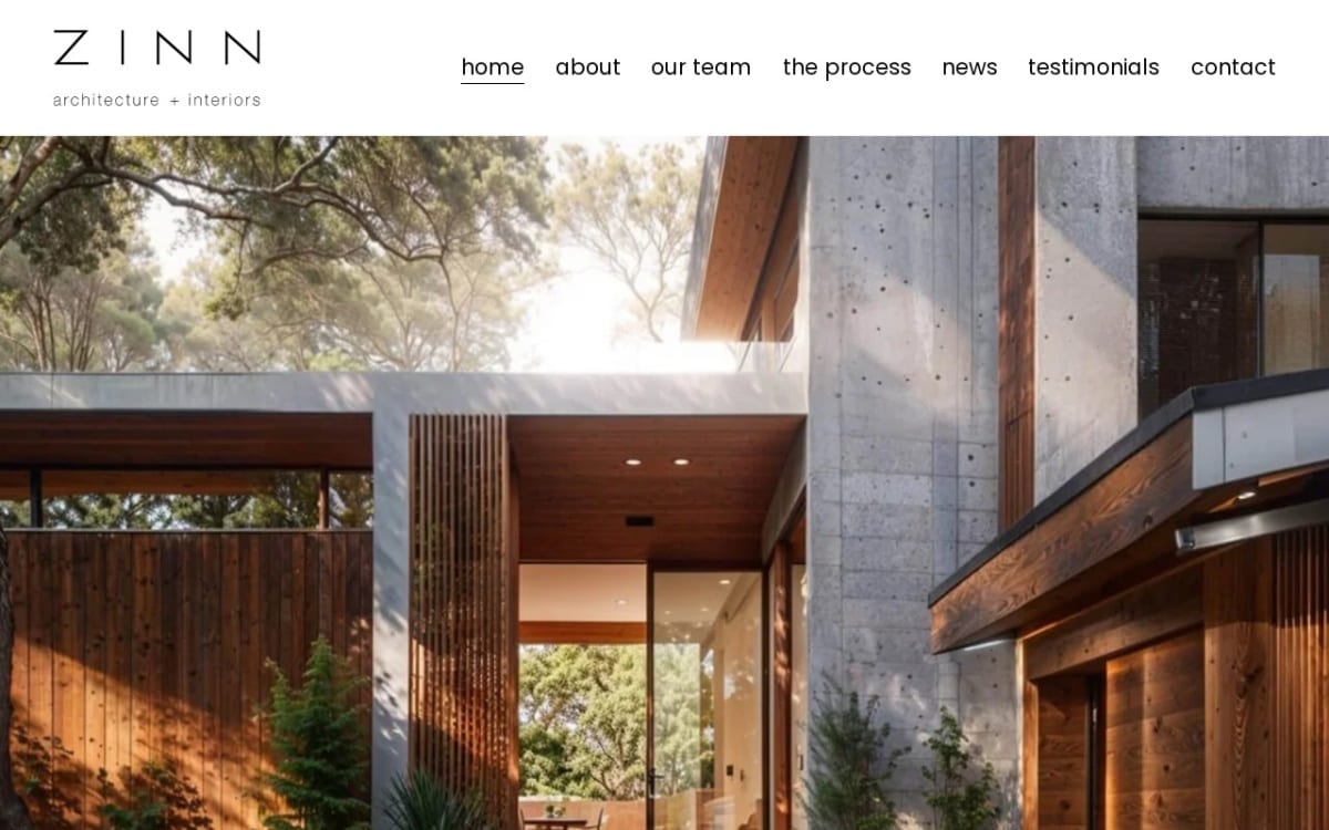 ZINN Architecture + Interiors architect website homepage