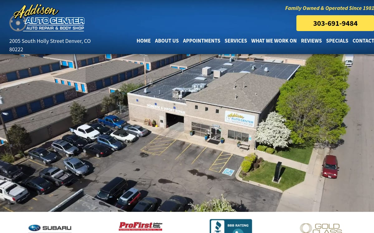 Addison Auto Repair & Body Shop auto body shop website homepage