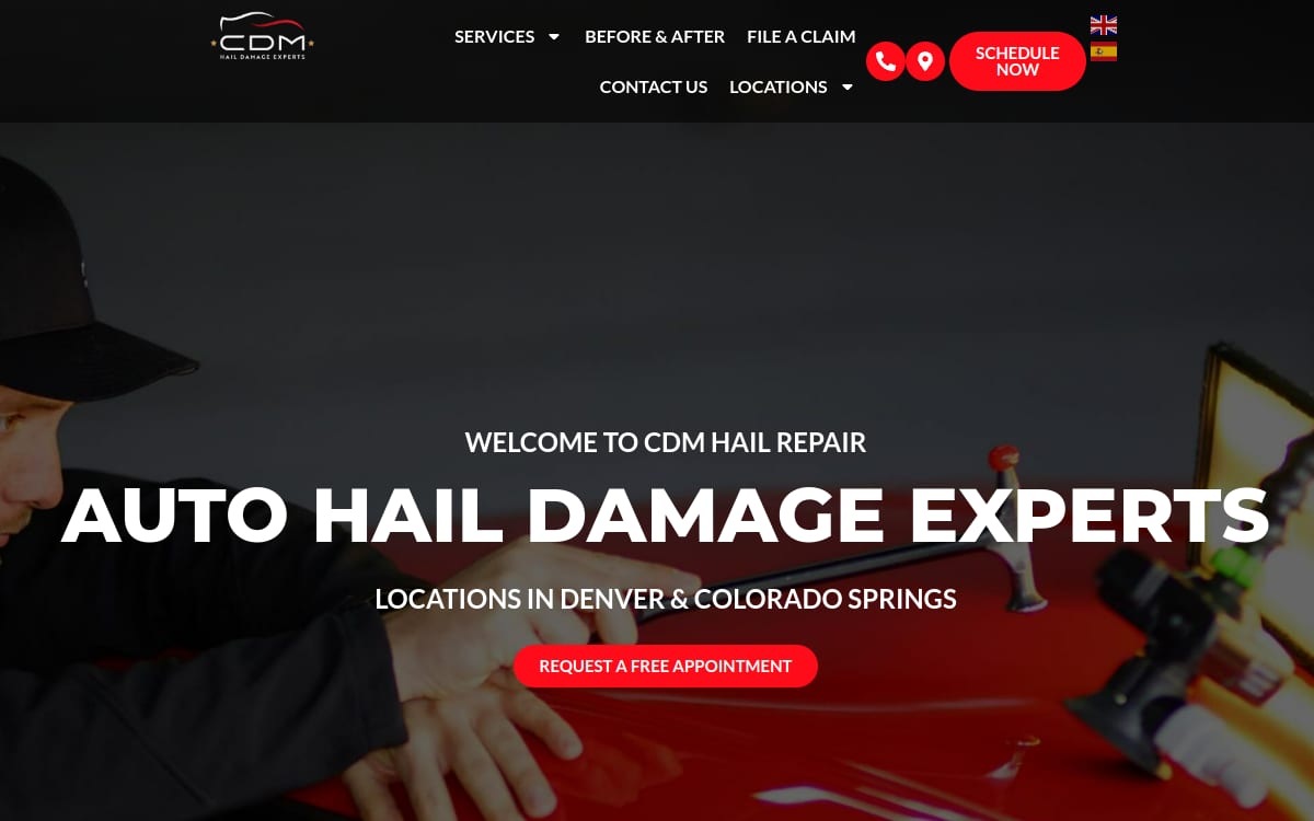 Capital Dent Masters Hail Repair auto body shop website homepage