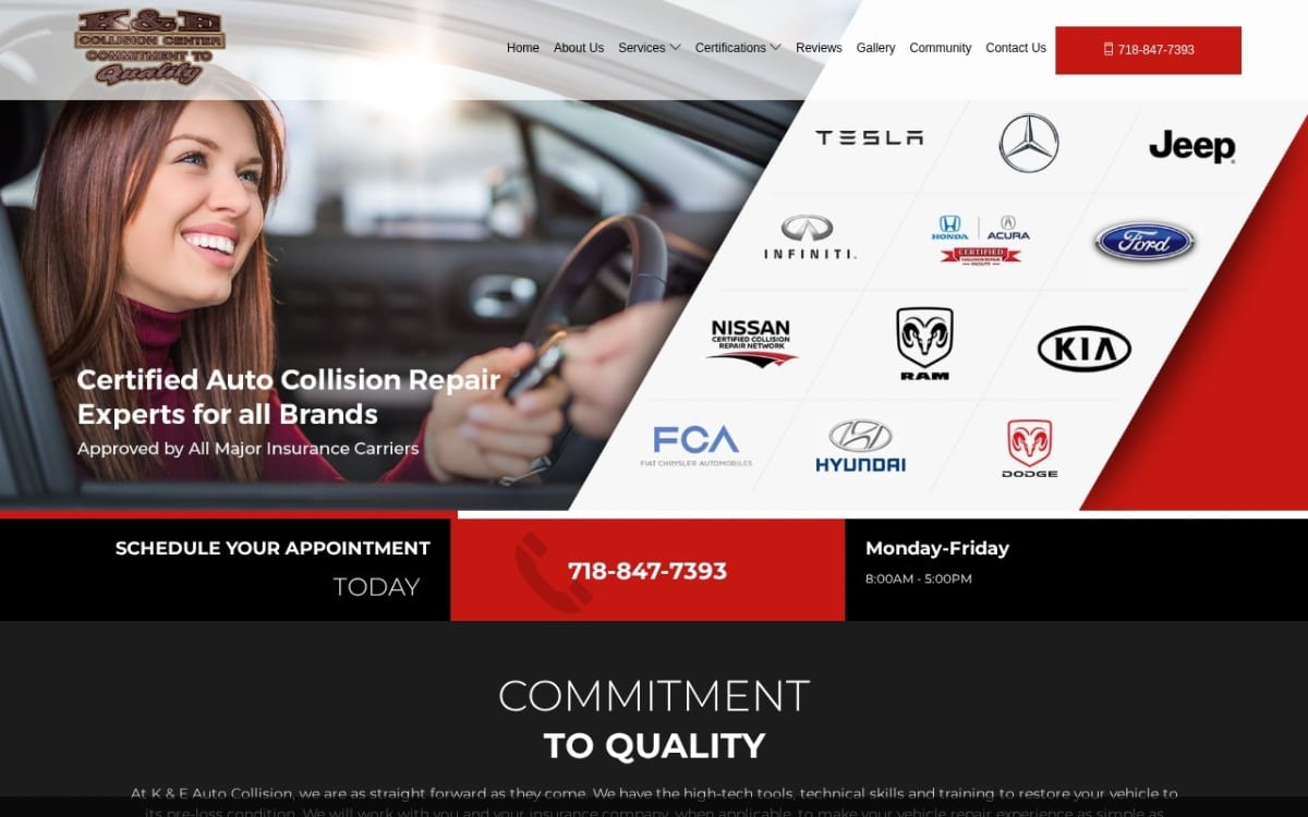 K & E Auto Body & Collision Center auto body shop website homepage