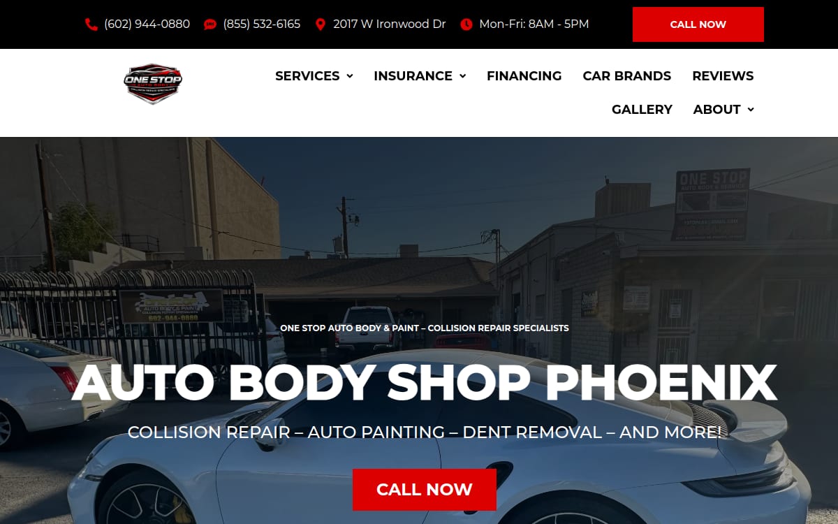 One Stop Auto Body & Paint - Collision Repair Specialists auto body shop website homepage
