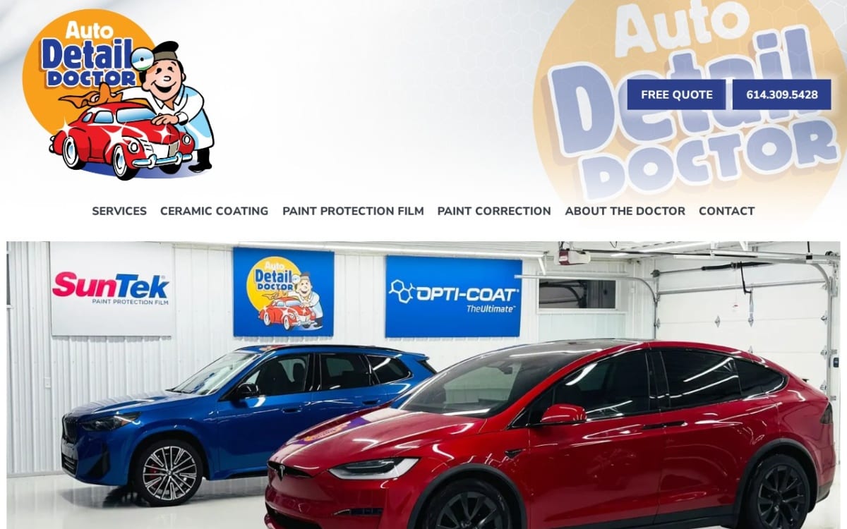 Auto Detail Doctor - PPF & Ceramic Coating auto detailing website homepage