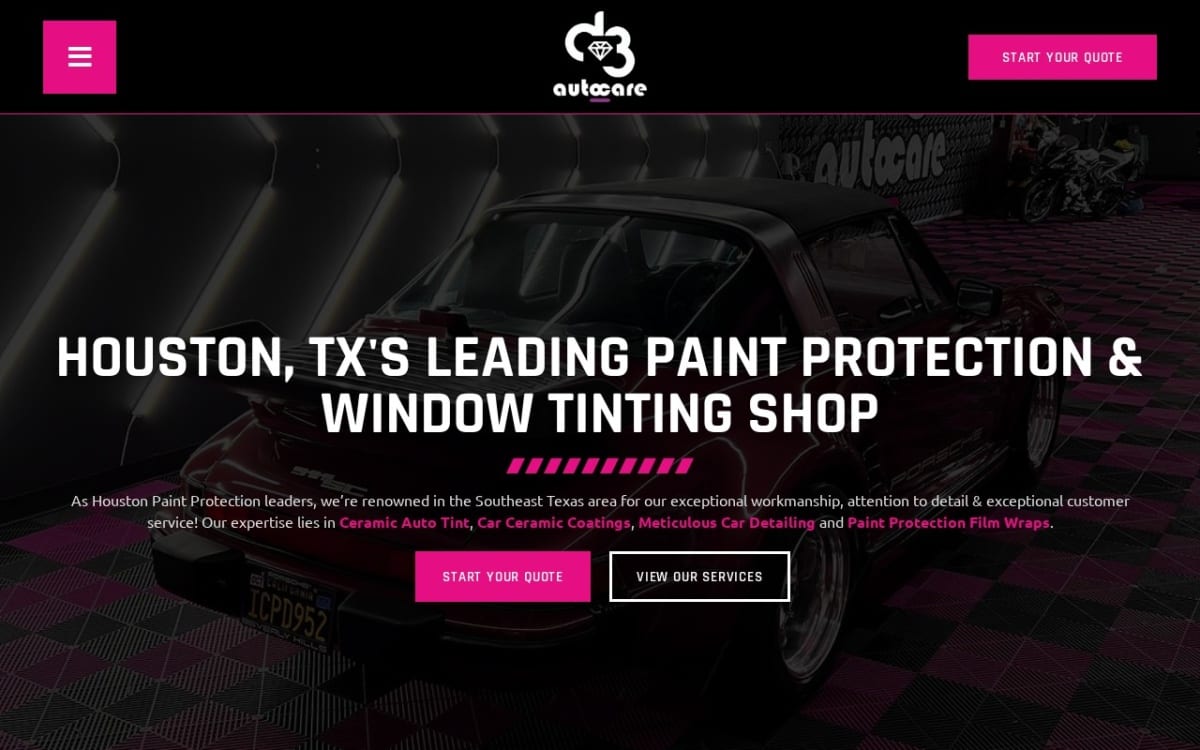 D3 Auto Care - Window Tint , Ceramic Coating & Paint Protection Film auto detailing website homepage