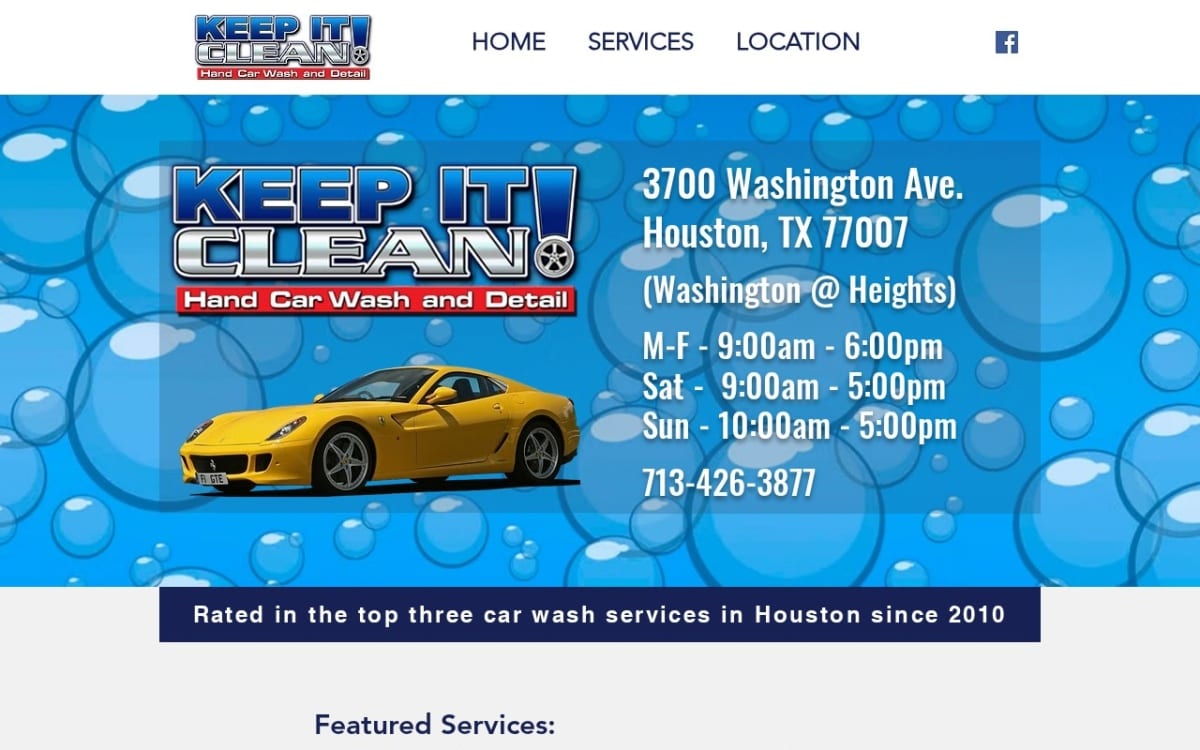 Keep It Clean Hand Car Wash auto detailing website homepage
