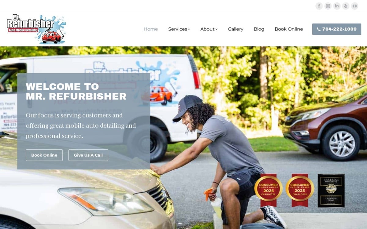 Mr. Refurbisher Inc. auto detailing website homepage