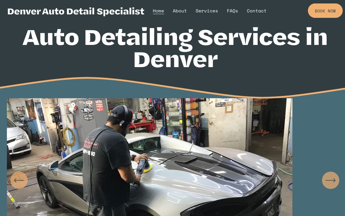 Denver Auto Detail Specialist auto detailing website homepage
