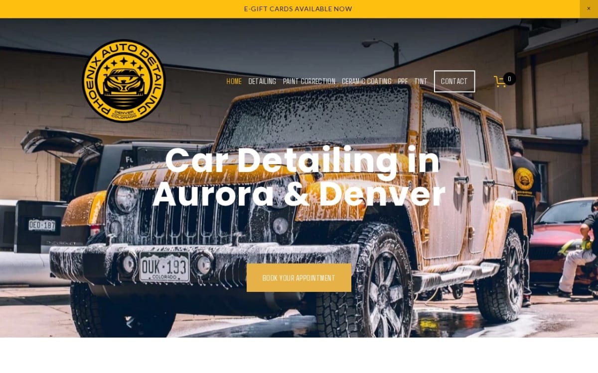 Phoenix Auto Detailing auto detailing website homepage