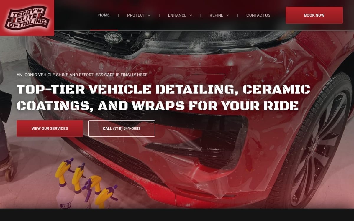 Teggy's Elite Detailing auto detailing website homepage
