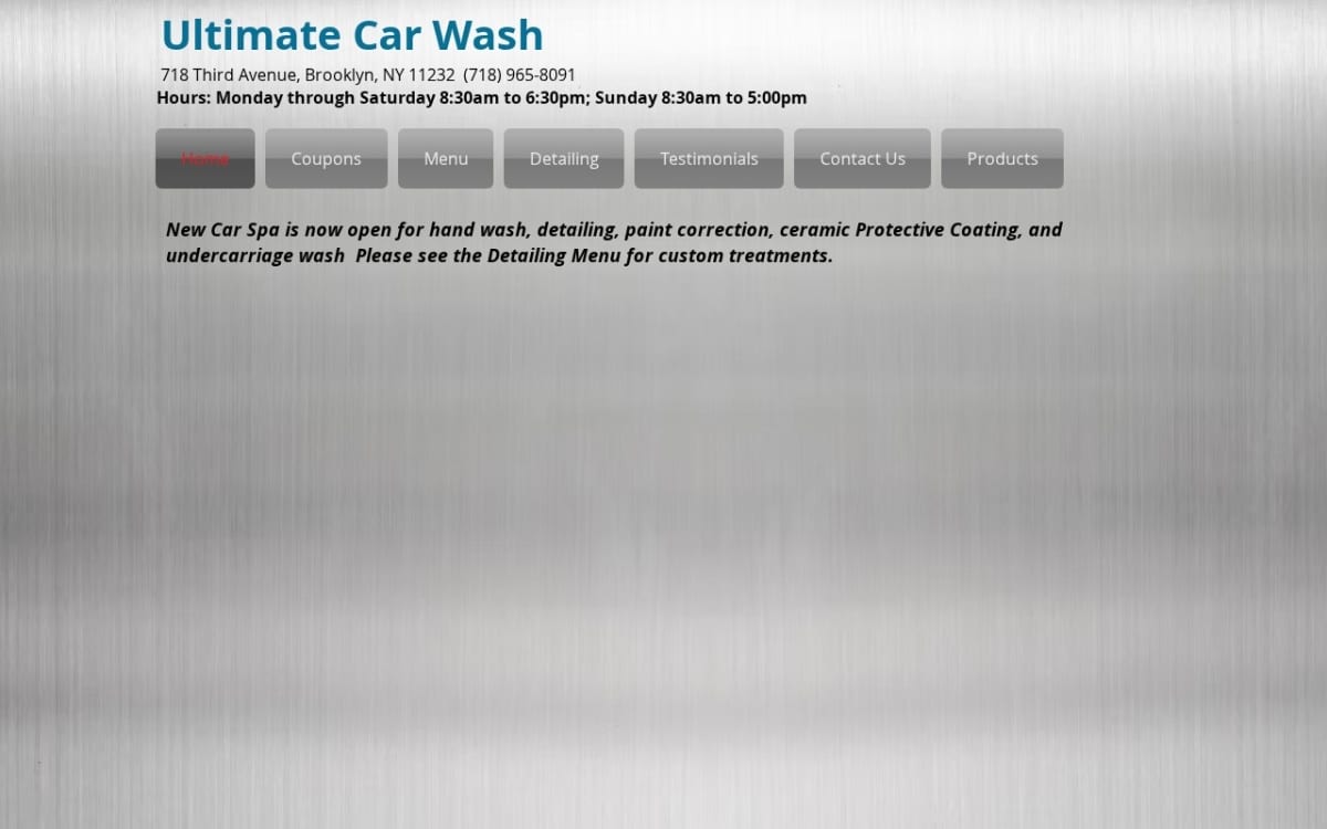 Ultimate Car Wash auto detailing website homepage
