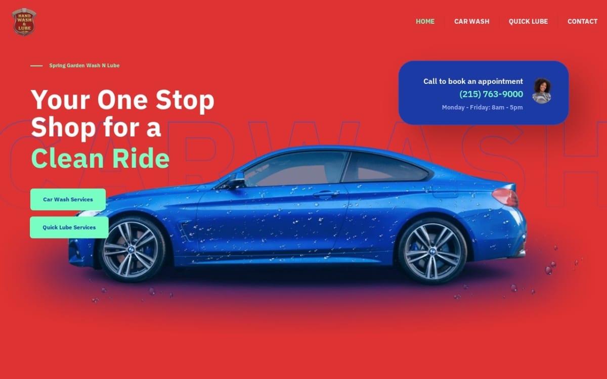 Spring Garden Wash & Lube Inc auto detailing website homepage