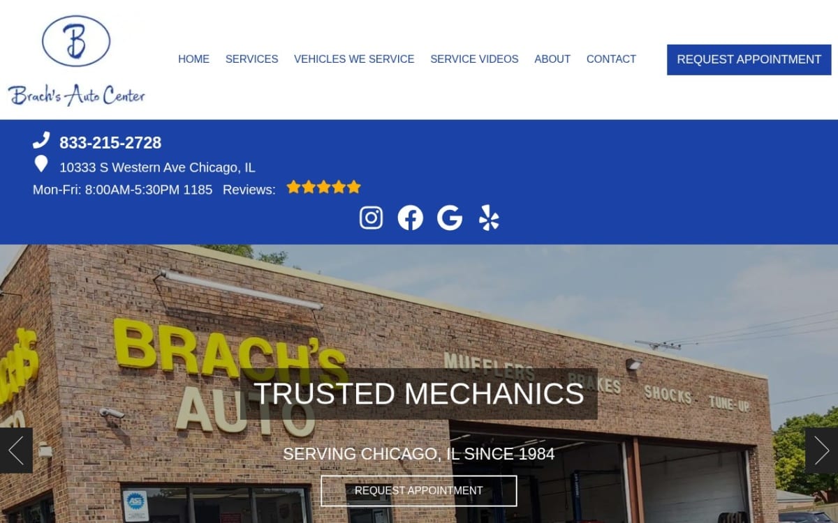 Brach's Auto Center auto repair shop website homepage