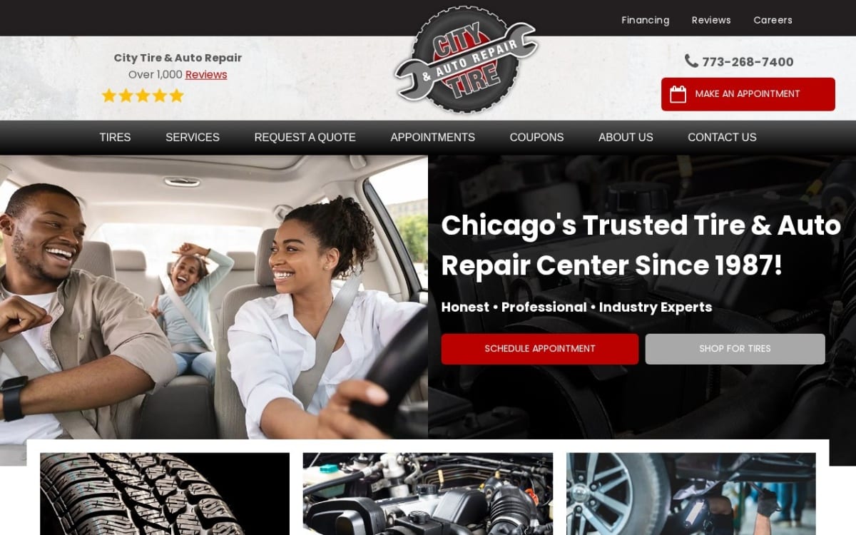 City Tire & Auto Repair auto repair shop website homepage