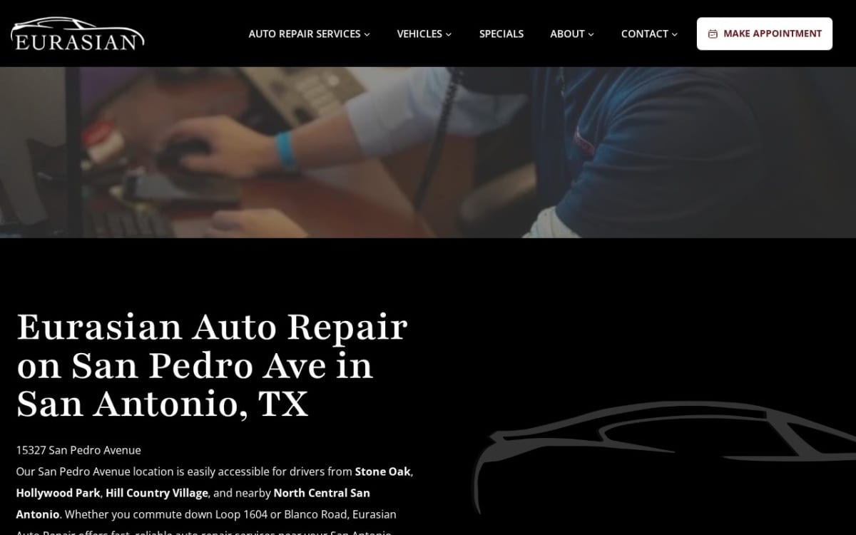 Eurasian Auto Repair auto repair shop website homepage