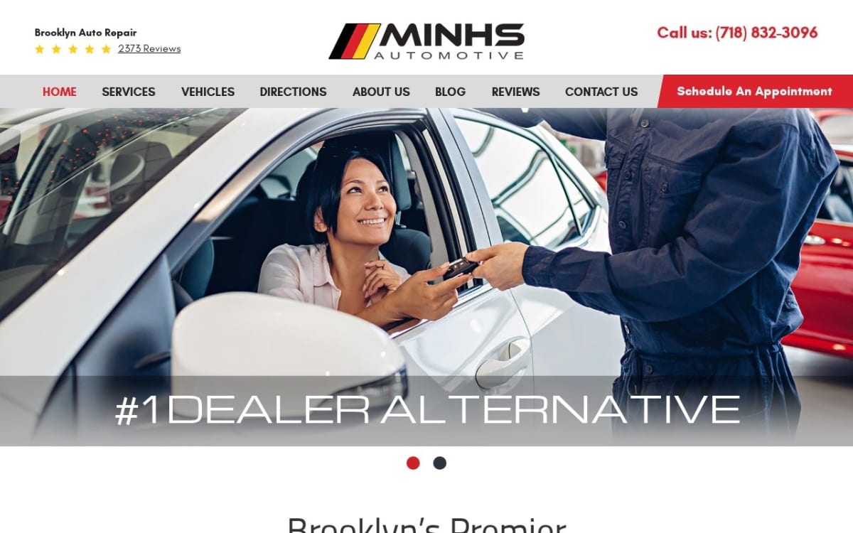 MINHS Automotive auto repair shop website homepage