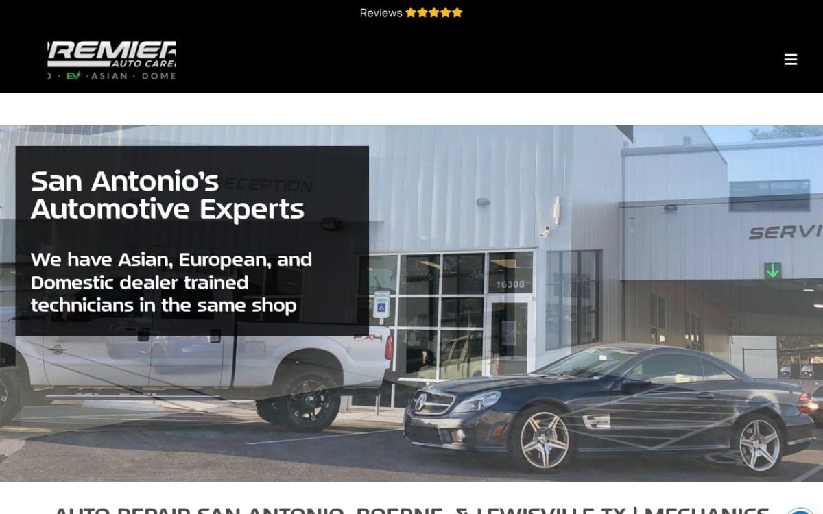 Premier1 Auto Care auto repair shop website homepage