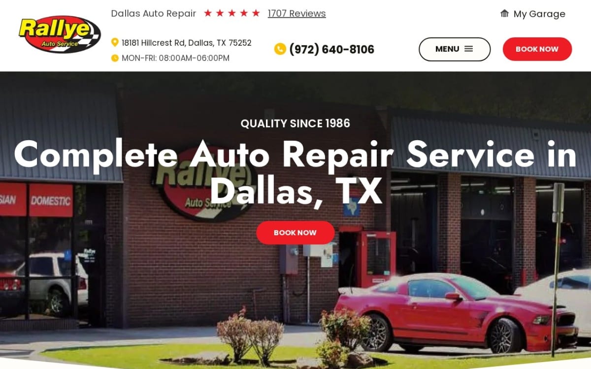 Rallye Auto Service auto repair shop website homepage