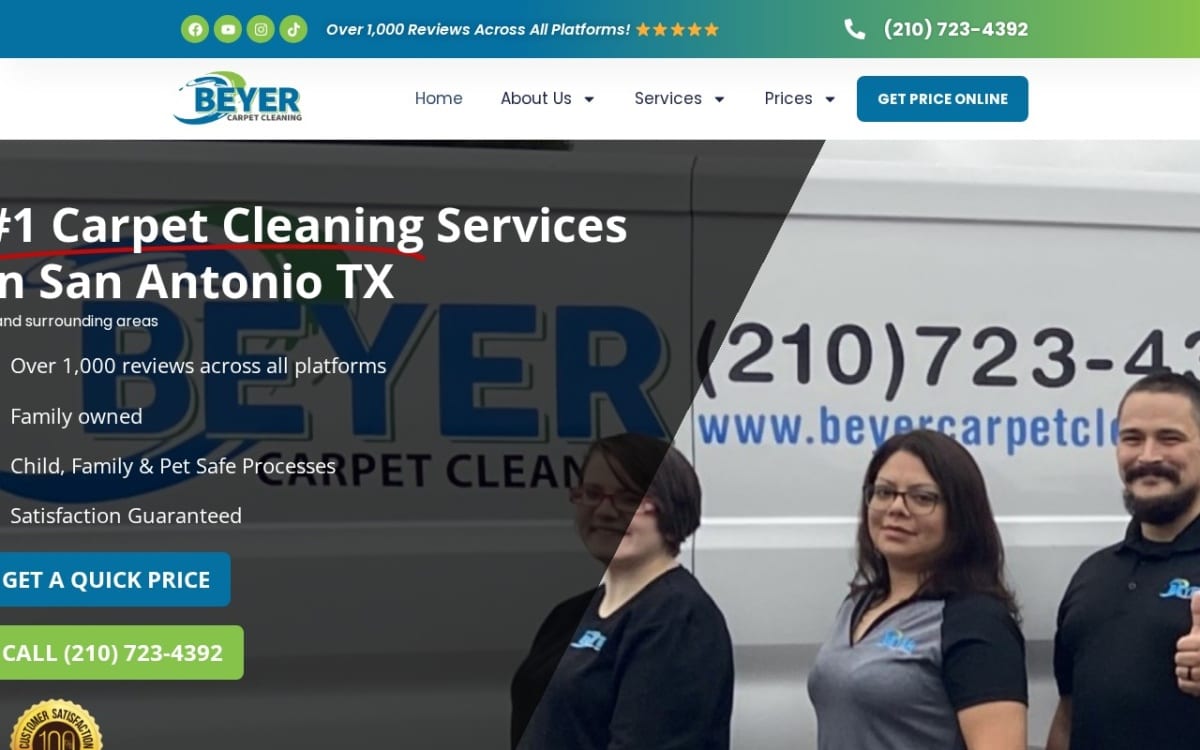 Beyer Carpet Cleaning carpet cleaning website homepage