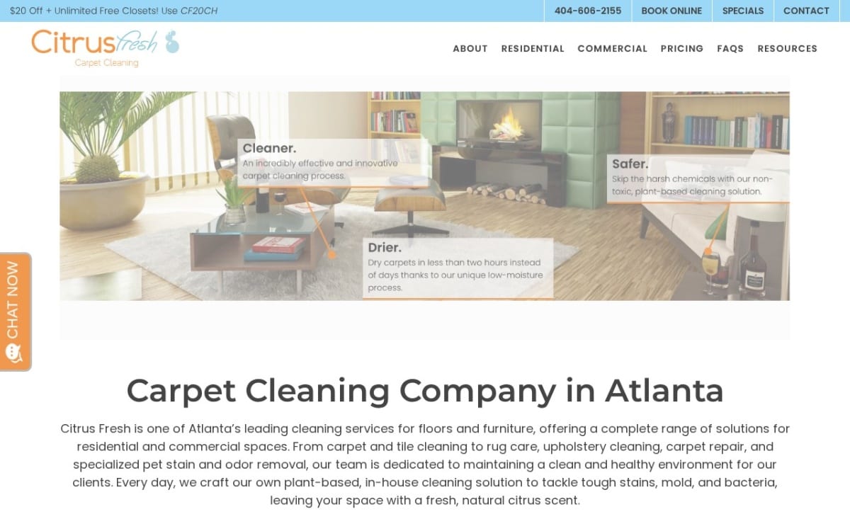 Citrus Fresh Carpet Cleaning carpet cleaning website homepage