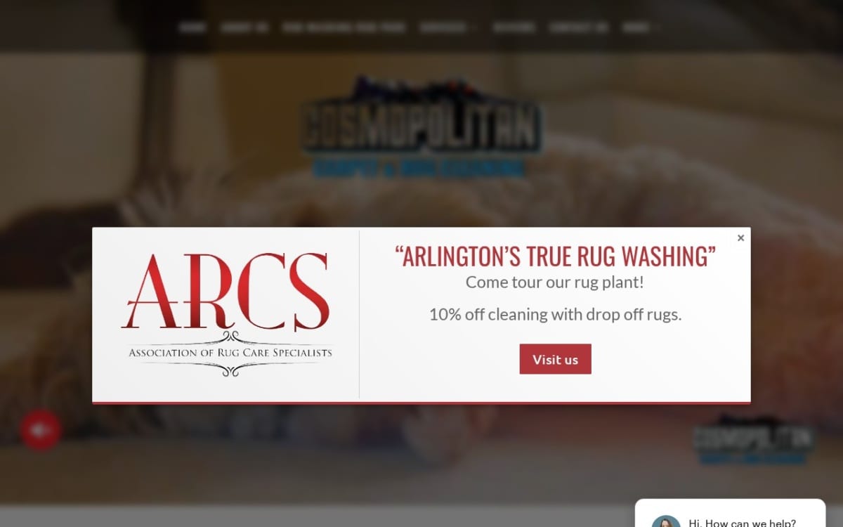 Cosmopolitan Carpet & Rug Cleaning carpet cleaning website homepage