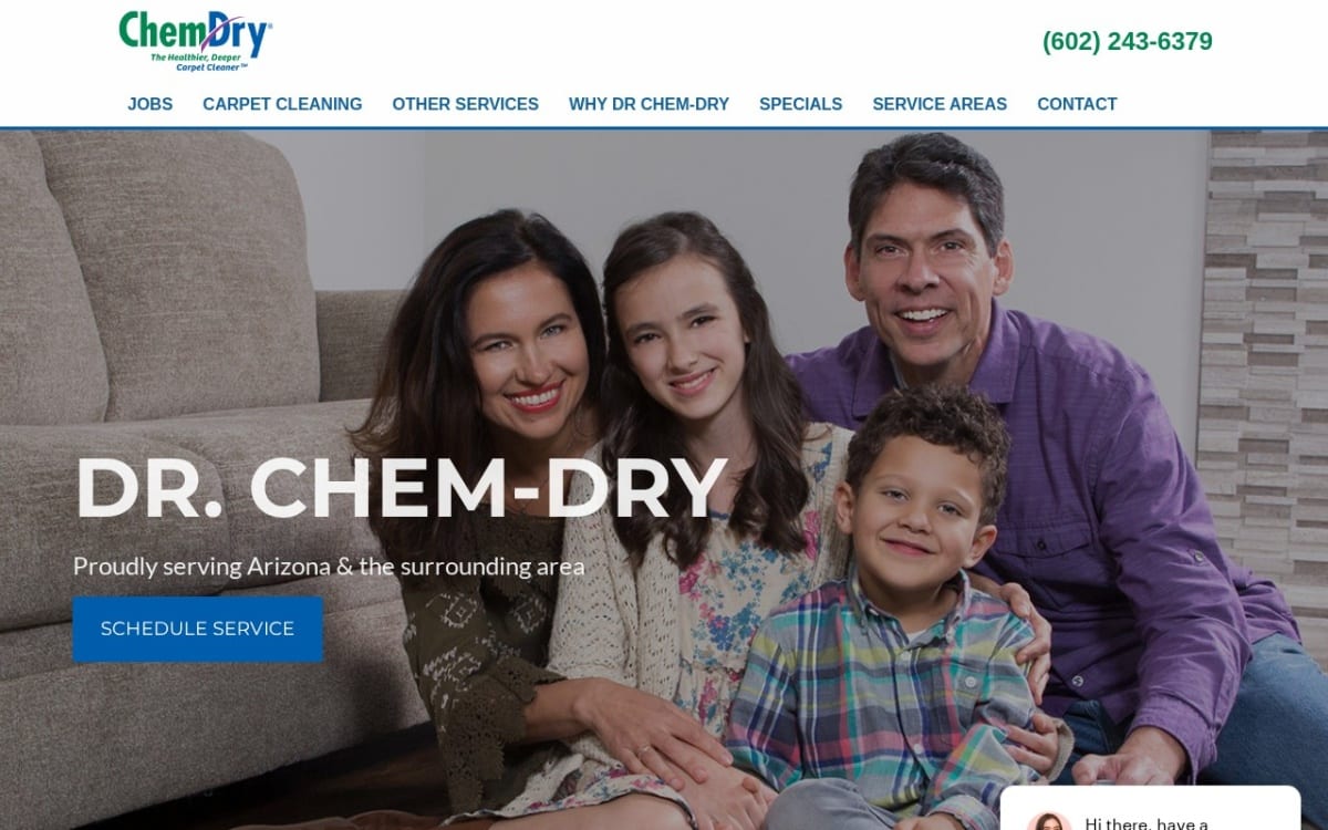 Dr. Chem-Dry Carpet & Tile Cleaning carpet cleaning website homepage