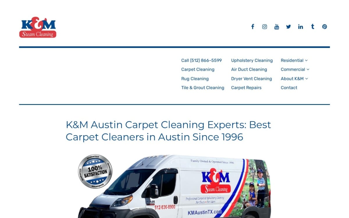 K&M Steam Cleaning carpet cleaning website homepage