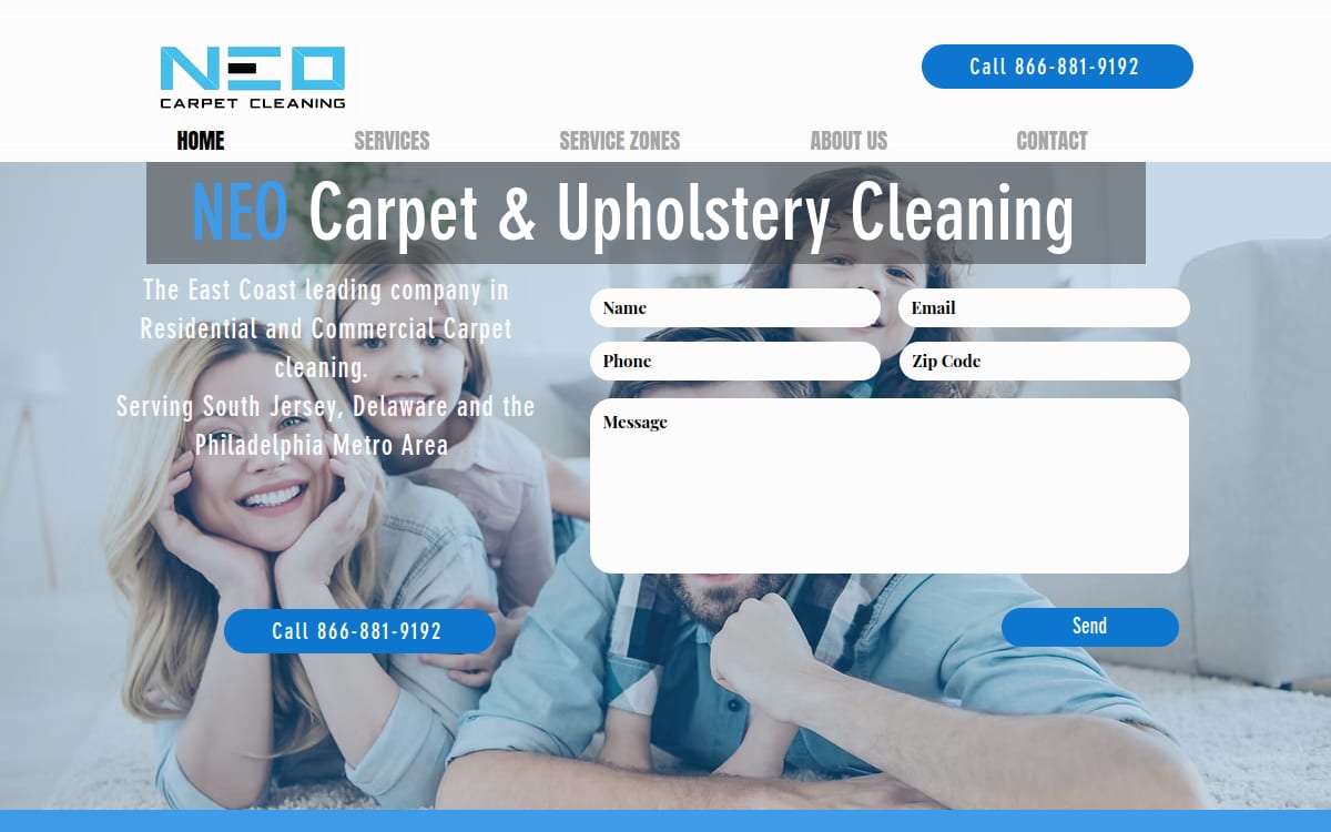 Neo Carpet and Upholstery Cleaning carpet cleaning website homepage