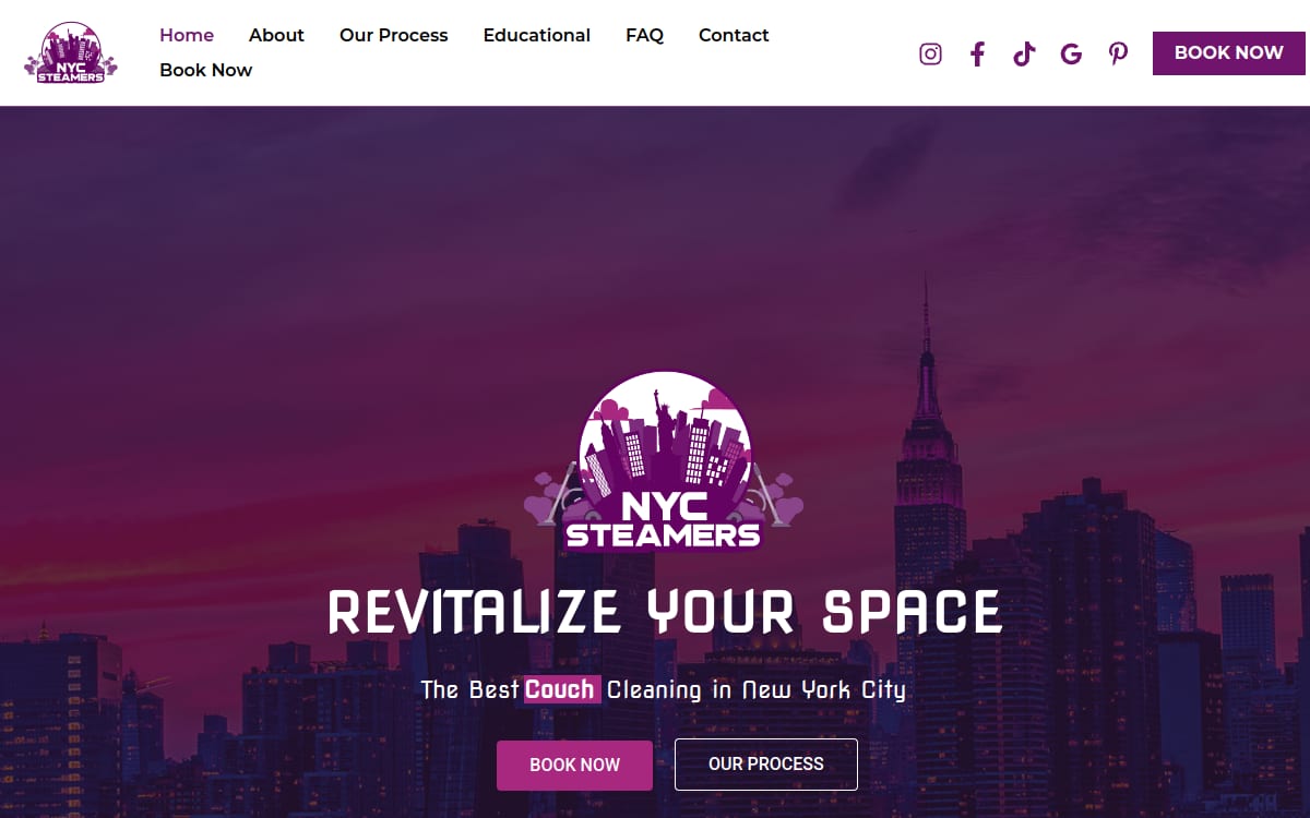 NYC Steamers Couch Cleaning carpet cleaning website homepage