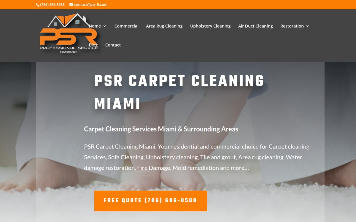 PSR Carpet Cleaning Miami carpet cleaning website homepage