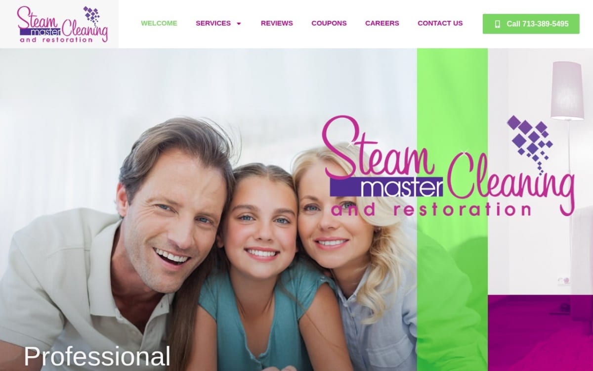 Steam Master Cleaning carpet cleaning website homepage