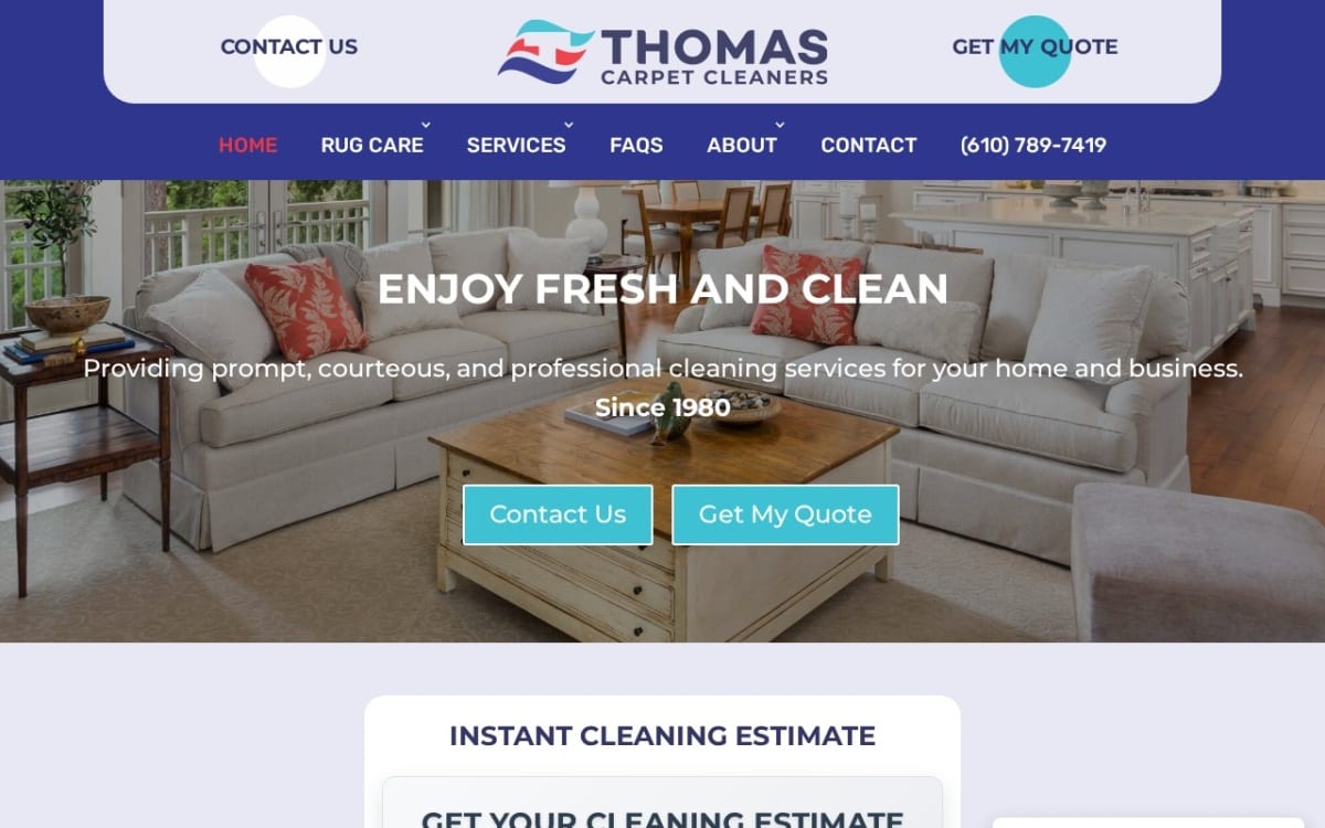 Thomas Carpet & Oriental Rug Cleaners carpet cleaning website homepage