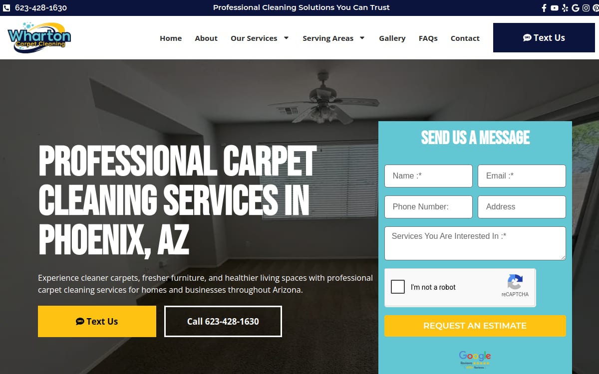 Wharton Carpet Cleaning carpet cleaning website homepage