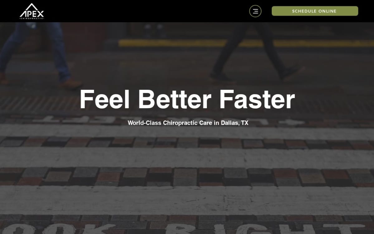 Apex Chiropractic chiropractor website homepage