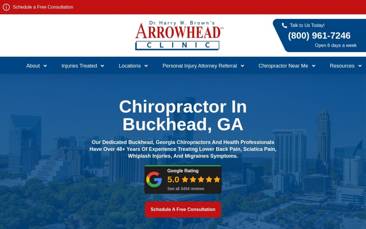 Arrowhead Clinic Chiropractor Buckhead chiropractor website homepage