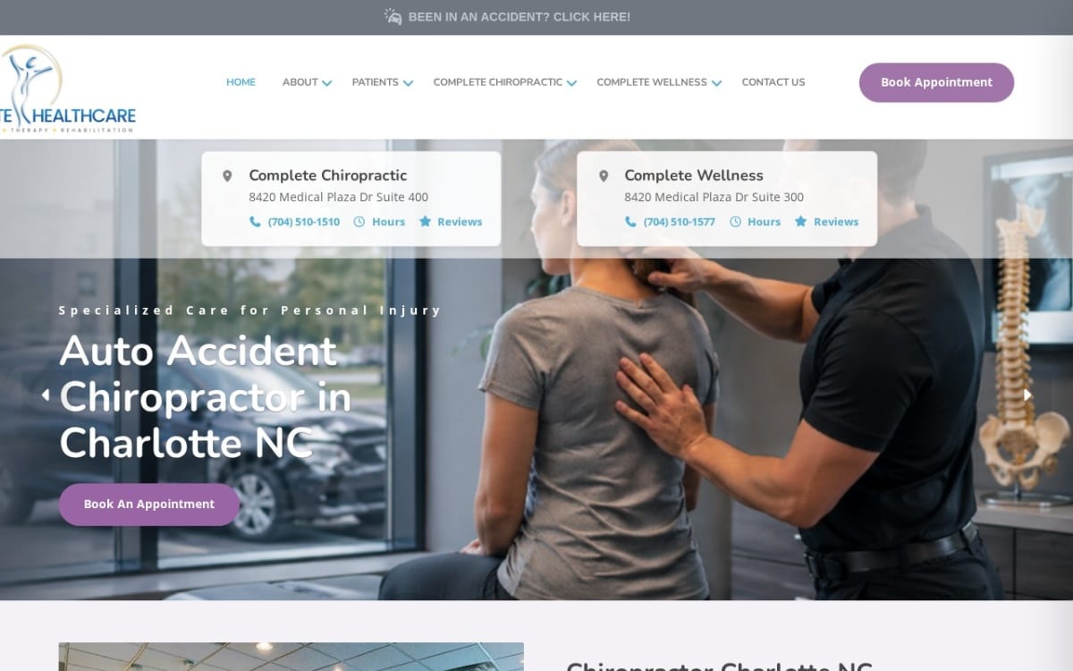 Complete Healthcare chiropractor website homepage